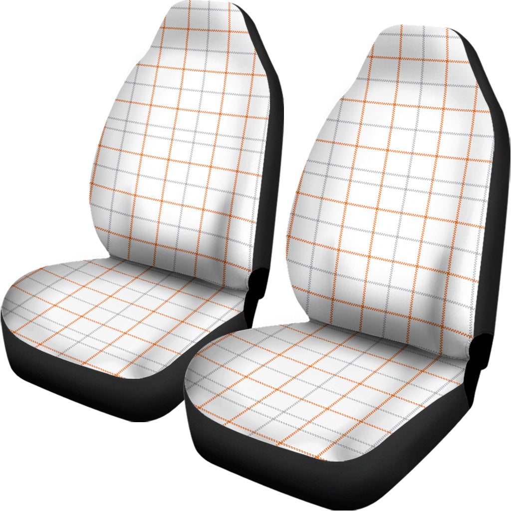 White Halloween Tattersall Pattern Print Universal Fit Car Seat Covers
