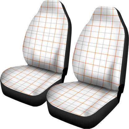 White Halloween Tattersall Pattern Print Universal Fit Car Seat Covers