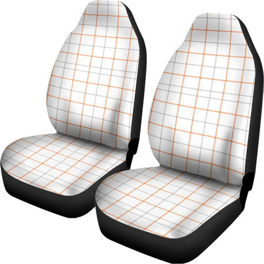 White Halloween Tattersall Pattern Print Universal Fit Car Seat Covers