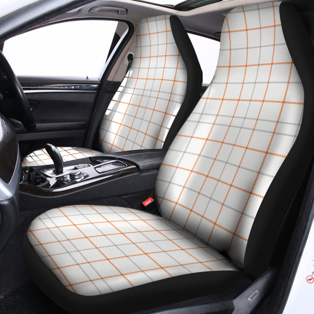 White Halloween Tattersall Pattern Print Universal Fit Car Seat Covers