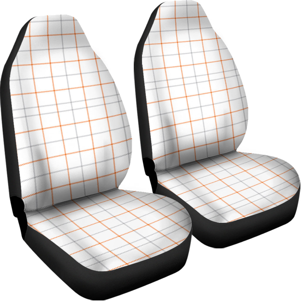 White Halloween Tattersall Pattern Print Universal Fit Car Seat Covers