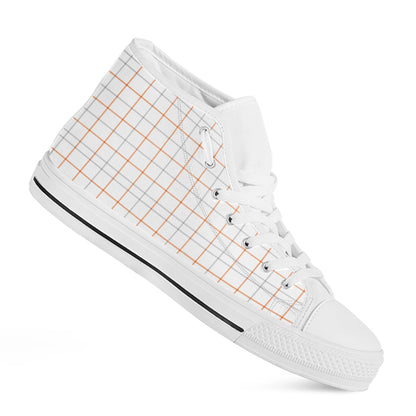 White Halloween Tattersall Pattern Print White High Top Shoes