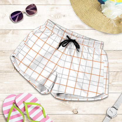 White Halloween Tattersall Pattern Print Women's Shorts