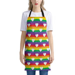 White Heart On LGBT Pride Striped Print Apron