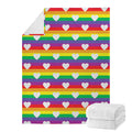 White Heart On LGBT Pride Striped Print Blanket