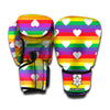 White Heart On LGBT Pride Striped Print Boxing Gloves