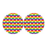 White Heart On LGBT Pride Striped Print Car Coasters