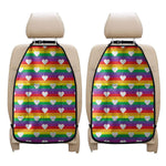 White Heart On LGBT Pride Striped Print Car Seat Organizers