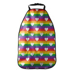 White Heart On LGBT Pride Striped Print Car Seat Organizers