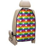 White Heart On LGBT Pride Striped Print Car Seat Organizers