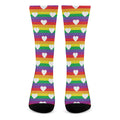 White Heart On LGBT Pride Striped Print Crew Socks