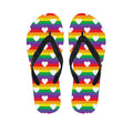 White Heart On LGBT Pride Striped Print Flip Flops