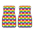 White Heart On LGBT Pride Striped Print Front Car Floor Mats