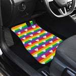White Heart On LGBT Pride Striped Print Front Car Floor Mats