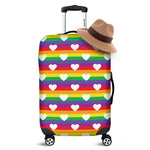 White Heart On LGBT Pride Striped Print Luggage Cover