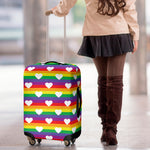 White Heart On LGBT Pride Striped Print Luggage Cover