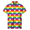 White Heart On LGBT Pride Striped Print Men's Short Sleeve Shirt