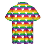 White Heart On LGBT Pride Striped Print Men's Short Sleeve Shirt