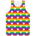 White Heart On LGBT Pride Striped Print Men's Tank Top