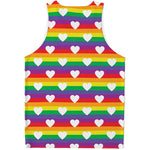 White Heart On LGBT Pride Striped Print Men's Tank Top