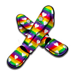 White Heart On LGBT Pride Striped Print Muay Thai Shin Guard
