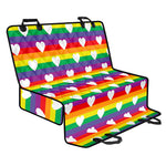 White Heart On LGBT Pride Striped Print Pet Car Back Seat Cover