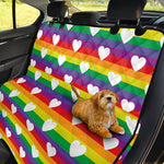 White Heart On LGBT Pride Striped Print Pet Car Back Seat Cover