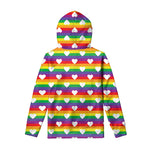 White Heart On LGBT Pride Striped Print Pullover Hoodie