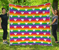 White Heart On LGBT Pride Striped Print Quilt