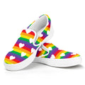 White Heart On LGBT Pride Striped Print White Slip On Sneakers