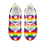 White Heart On LGBT Pride Striped Print White Sneakers