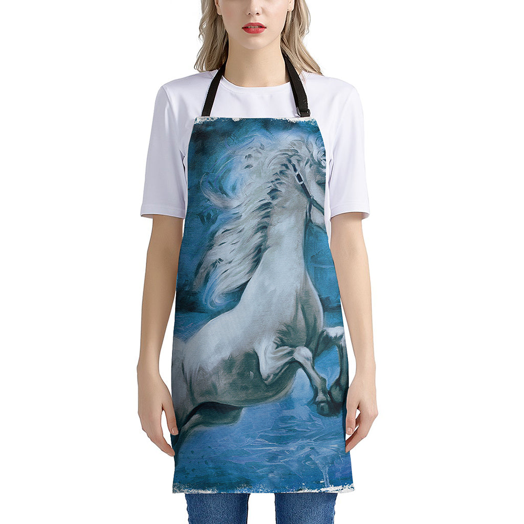 White Horse Painting Print Apron