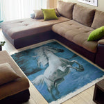 White Horse Painting Print Area Rug