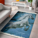 White Horse Painting Print Area Rug