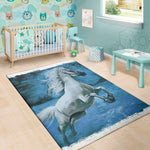 White Horse Painting Print Area Rug