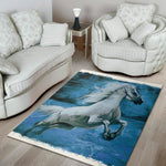 White Horse Painting Print Area Rug