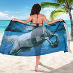 White Horse Painting Print Beach Sarong Wrap