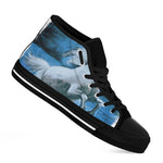 White Horse Painting Print Black High Top Shoes