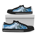 White Horse Painting Print Black Low Top Sneakers