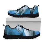 White Horse Painting Print Black Sneakers