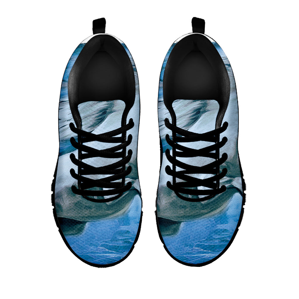 White Horse Painting Print Black Sneakers