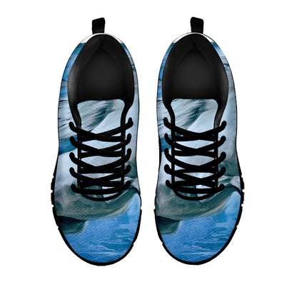 White Horse Painting Print Black Sneakers