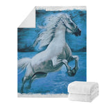 White Horse Painting Print Blanket