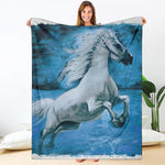 White Horse Painting Print Blanket