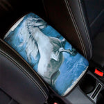 White Horse Painting Print Car Center Console Cover