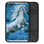 White Horse Painting Print Car Center Console Cover