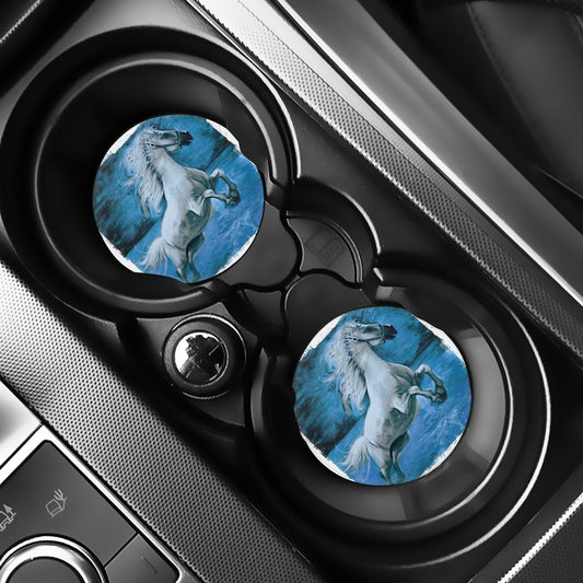 White Horse Painting Print Car Coasters