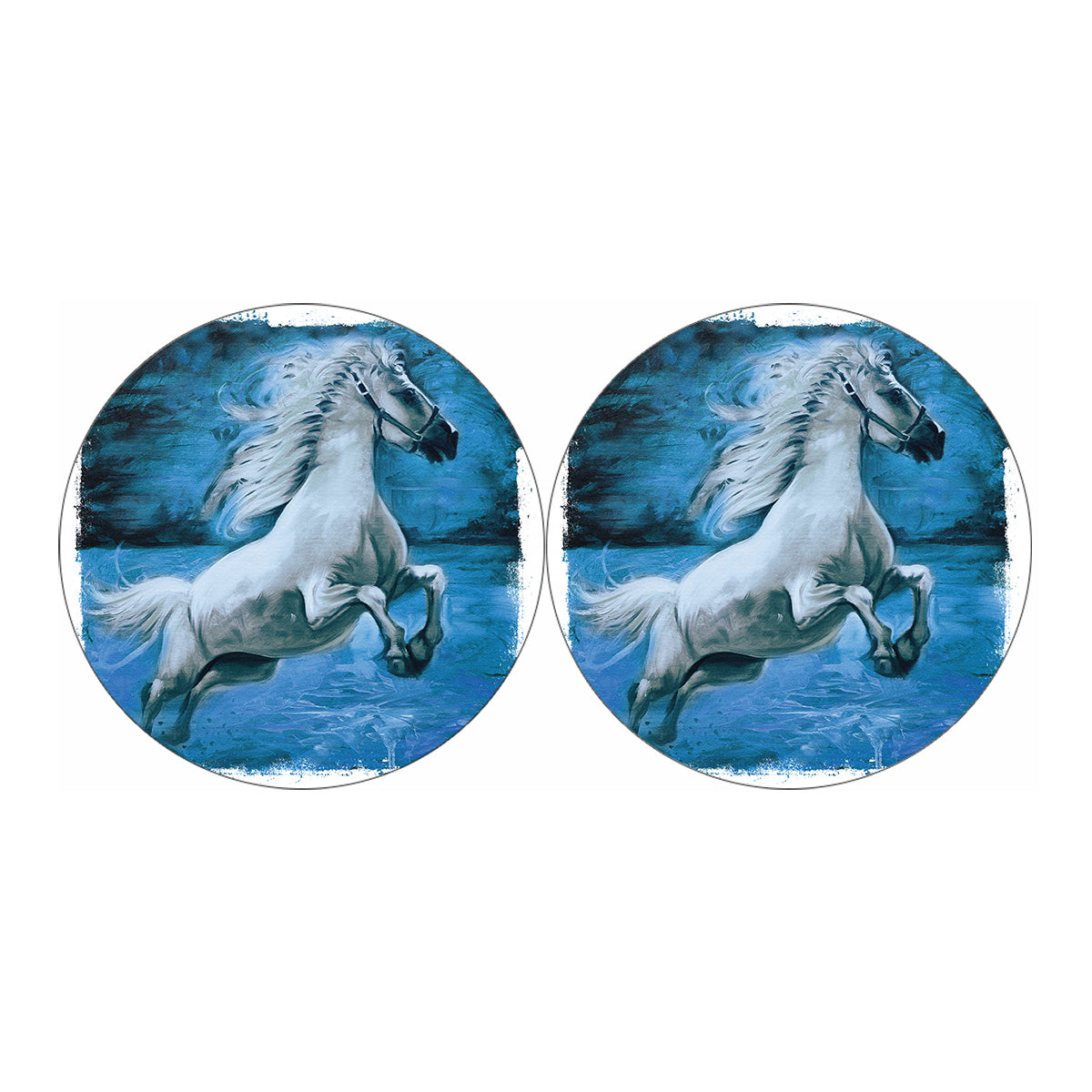 White Horse Painting Print Car Coasters