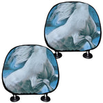 White Horse Painting Print Car Headrest Covers