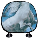 White Horse Painting Print Car Headrest Covers